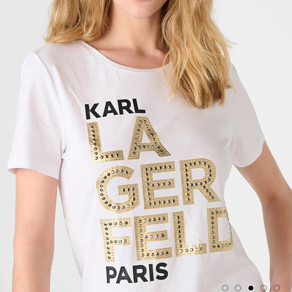 NEW KARL LAGERFELD LARGE SPARKLE LOGO TEE MULTIPLE SIZES - Picture 4 of 8